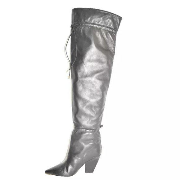 New! TORY BURCH LILA OTK 90MM SCRUNCH BOOTS BLACK NAPPA LEATHER 7.5 M DD455 - Picture 4 of 6